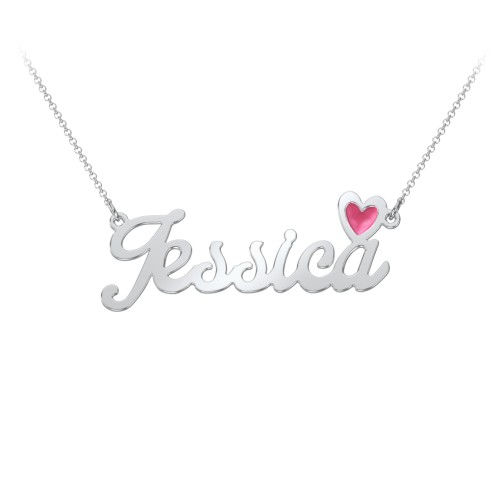 Personalized Name Necklace with Cold Enamel Heart