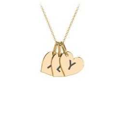Initial 3 Heart Disc Necklace in 18K Gold Plated Silver