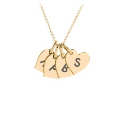 Initial 4 Heart Disc Necklace in 18K Gold Plated Silver