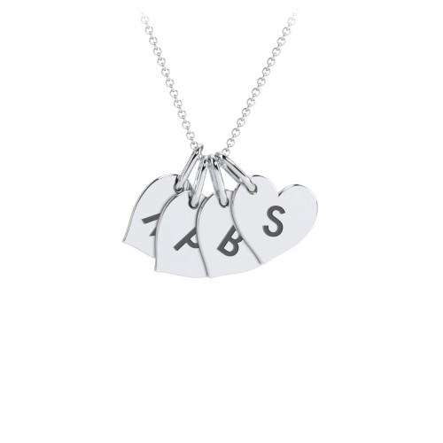 Initial 4 Heart Disc Necklace – Sterling Silver