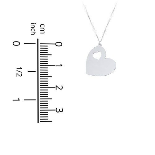 Engravable Heart In Heart Necklace with Heart Cutouts