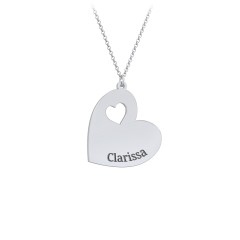 Engravable Heart In Heart Necklace with Heart Cutouts – 10K Yellow Gold