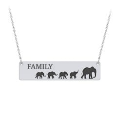 Engravable Mama Elephant Bar Necklace with 4 Calves
