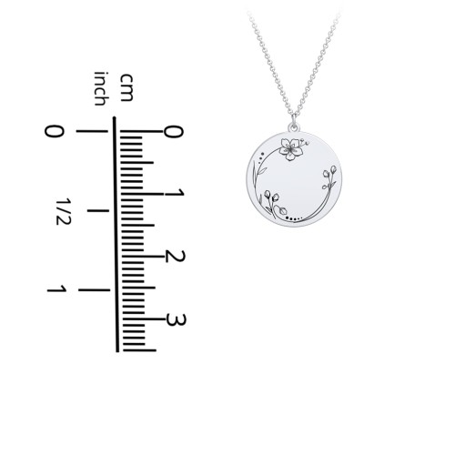 Engravable Floral Disc Necklace – 10K White Gold