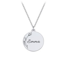Engravable Floral Small Disc Necklace – 10K Yellow Gold