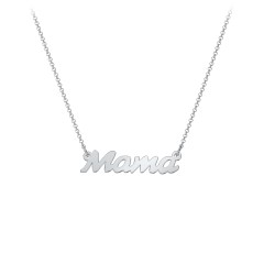 Mama Necklace In Cursive Font – 10K White Gold