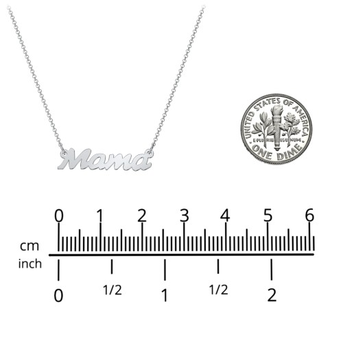 Mama Necklace In Cursive Font – 10K White Gold