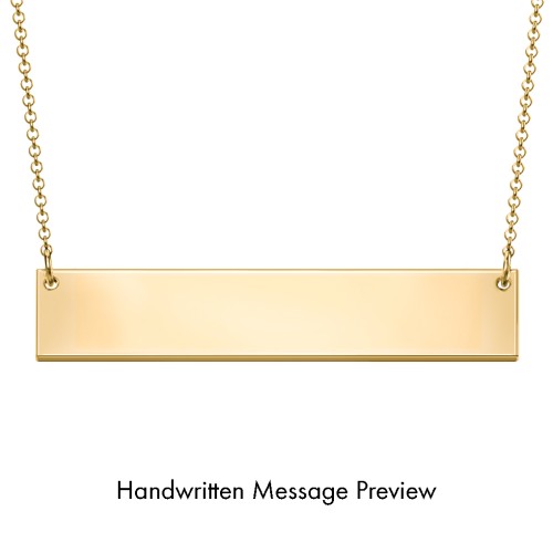 Personalized Handwriting Bar Pendant – 18K Gold Plated Silver