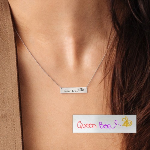 Personalized Handwriting Bar Pendant – Sterling Silver