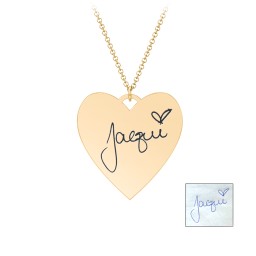 Personalized Handwriting Heart Necklace in 18K Gold Plated Silver