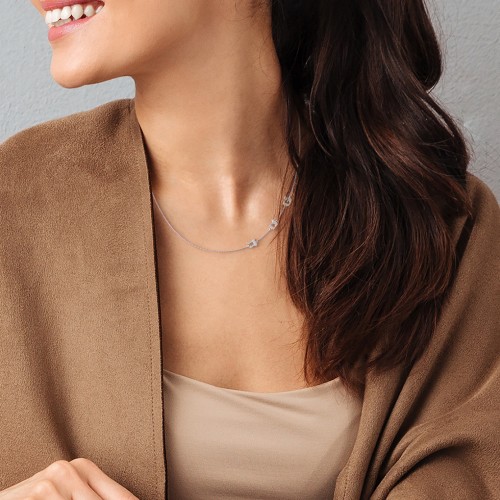 Hebrew Initial Station Necklace with 3 Letters