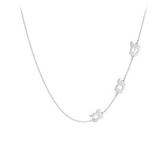 Hebrew Initial Station Necklace with 3 Letters – Sterling Silver