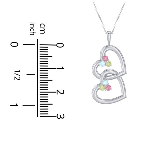 Unity Interlocking Hearts Birthstone Pendant – Sterling Silver with Blue Sapphire, Blue Topaz, and Pink Tourmaline