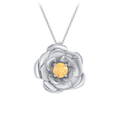 Flourishing Rose Pendant – 10K Rose Gold with Citrine