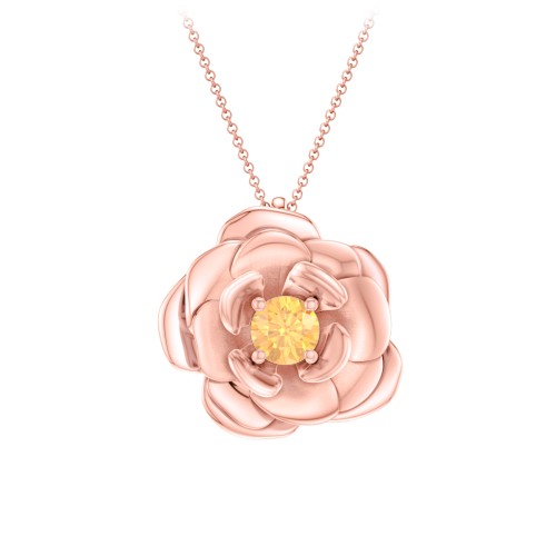 Flourishing Rose Pendant – 10K Rose Gold with Citrine