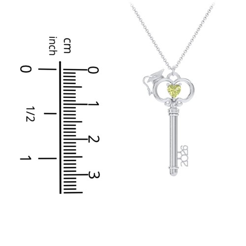 Graduation Key Pendant – Sterling Silver with Blue Sapphire