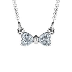 Adorable Bow Necklace – Sterling Silver with Cubic Zirconia