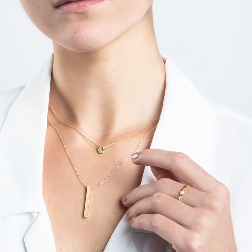 Vertical 3D Bar Necklace with Engraving