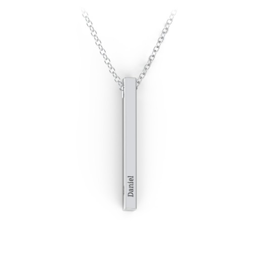 Vertical 3D Bar Necklace with Engraving