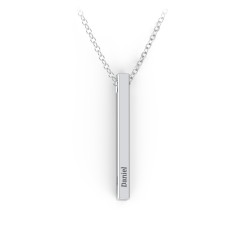 Vertical 3D Bar Necklace with Engraving – 10K Yellow Gold