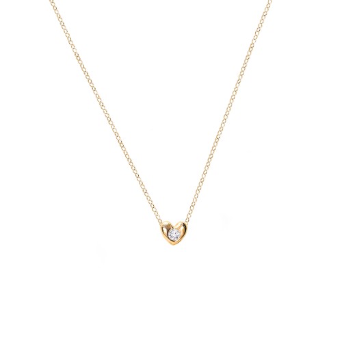 Puffed Heart Pendant with Gemstone