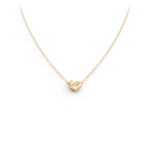 Puffed Heart Pendant with Gemstone
