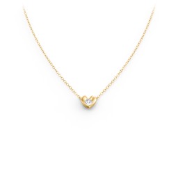 Puffed Heart Pendant with Gemstone in 10K Solid Yellow Gold with Cubic Zirconia