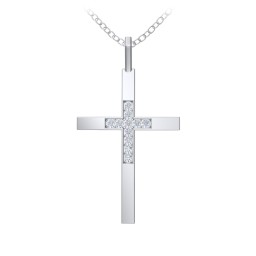 Classic Cross with Accents in 925 Sterling Silver with White Premium Zirconia