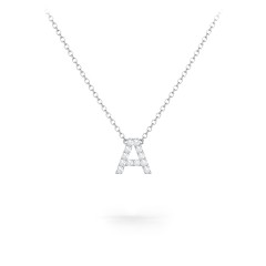 Pavé A Initial Necklace – 18K Gold Plated Silver with White Premium Zirconia
