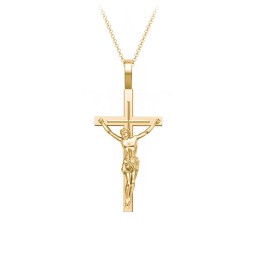 Women's Crucifix Necklace in 18K Gold Plated Silver