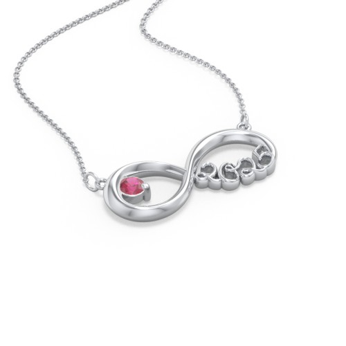 2025 Graduation Infinity Pendant With Gemstone – Sterling Silver with Ruby