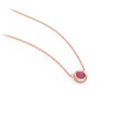 Bezel Set 3mm Gemstone Pendant – 10K Rose Gold with Ruby