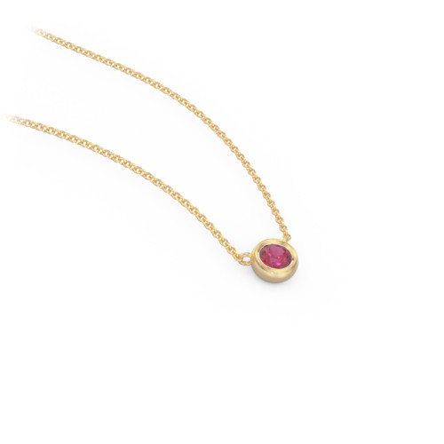 Bezel Set 3mm Gemstone Pendant – 10K Yellow Gold with Ruby