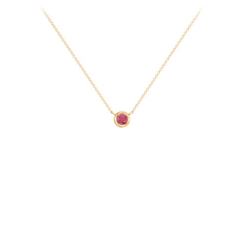 Bezel Set 3mm Gemstone Pendant – 10K Yellow Gold with Ruby