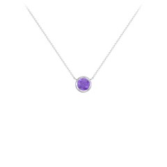 Bezel Set 5mm Gemstone Pendant – 10K Yellow Gold with Amethyst