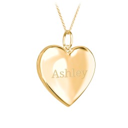 Engravable Heart Photo Locket Necklace in 18K Gold Plated Silver