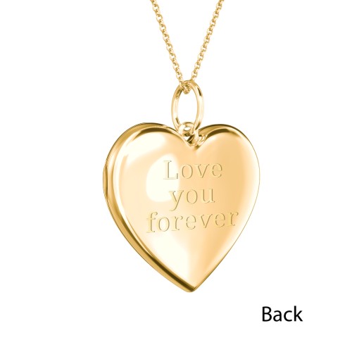 Engravable Heart Photo Locket Necklace – 18K Gold Plated Silver