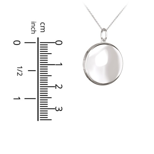 Engravable Round Photo Locket Necklace – Sterling Silver
