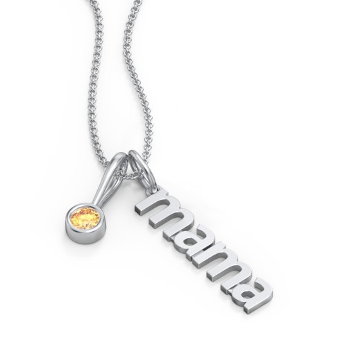 Modern Mama Necklace with Birthstone Charm – Sterling Silver with Citrine
