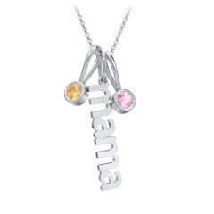 Modern Mama Necklace with 2 Birthstone Charms – 10K Yellow Gold with Citrine and Pink Tourmaline
