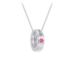 Engravable Gemstone Stacking Ring Charm Necklace - 1 – 10K Yellow Gold with Ruby