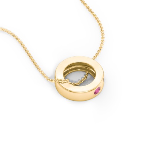 Engravable Gemstone Stacking Ring Charm Necklace - 1 – 10K Yellow Gold with Ruby