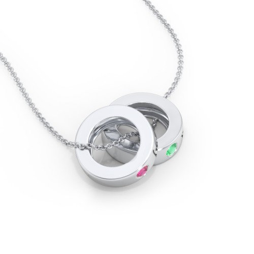 Engravable Gemstone Stacking Ring Charm Necklace - 2