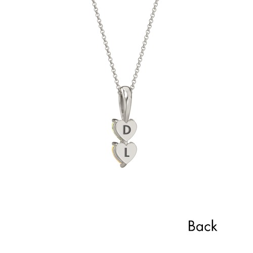 Engravable Generations Stacking Hearts Pendant - 2 – 10K White Gold with Peridot and Citrine