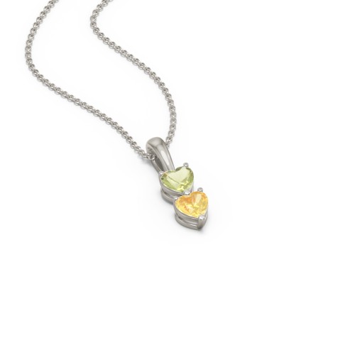 Engravable Generations Stacking Hearts Pendant - 2 – 10K White Gold with Peridot and Citrine
