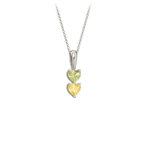 Engravable Generations Stacking Hearts Pendant - 2 – 10K White Gold with Peridot and Citrine
