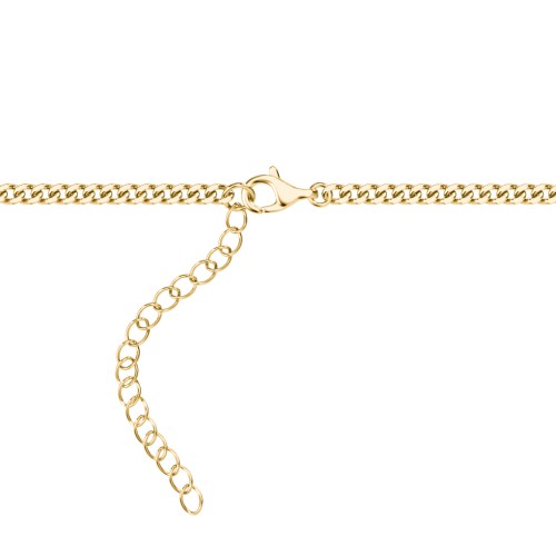 Engravable Bar Open Curb Chain with Black Enamel Bars – 18K Gold Plated Silver