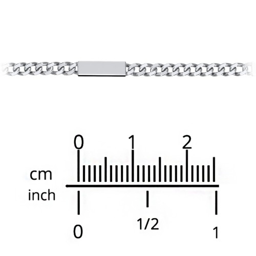 Engravable Bar Open Curb Chain with Blue Enamel Bars