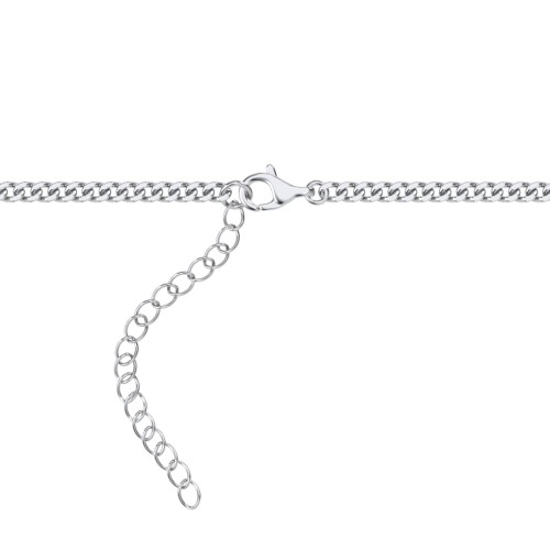 Engravable Bar Open Curb Chain with Blue Enamel Bars – Sterling Silver