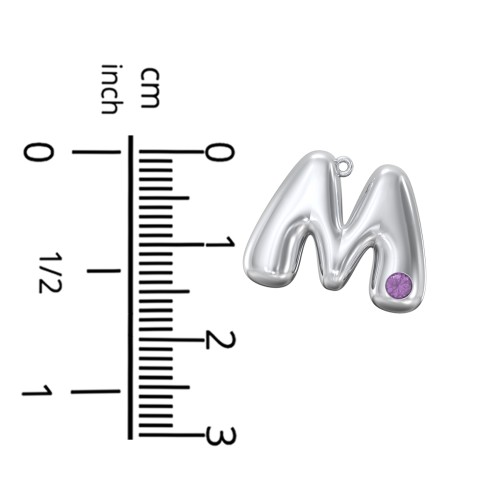 Custom Bubble Initial Necklace with Birthstone
